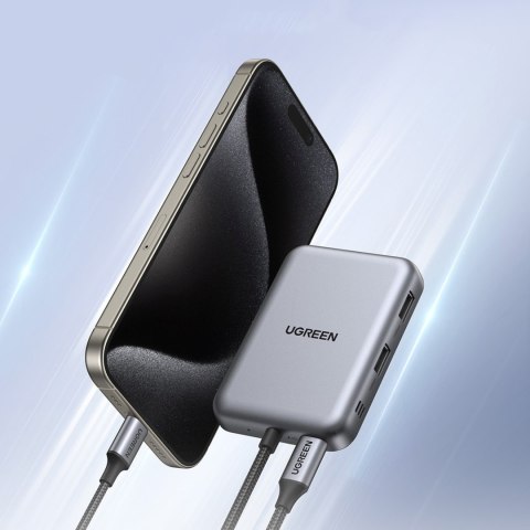 HUB rozdzielacz 7w1 USB-C na HDMI USB-C USB-A SD TF - szary