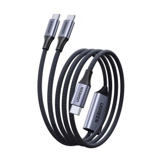 Kabel przewód 2w1 do szybkiego ładowania transmisji USB-C - 2xUSB-C PD 140W 2m - czarny