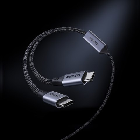 Kabel przewód 2w1 do szybkiego ładowania transmisji USB-C - 2xUSB-C PD 140W 2m - czarny