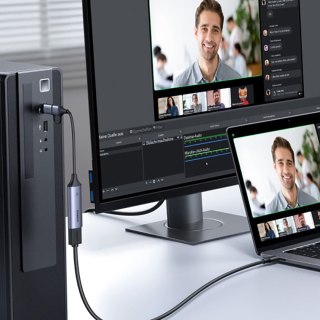 Karta przechwytująca do nagrywania streamingu obrazu USB-A/C - HDMI 4K - szara