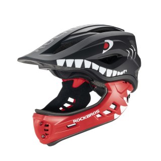 Kask rowerowy dziecięcy z odpinaną szczęką rozmiar M 54-58cm - czarny rekin