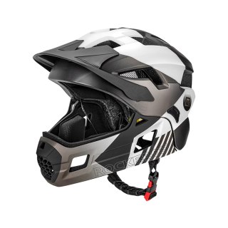 Kask rowerowy dziecięcy z odpinaną szczęką rozmiar S 48-54cm - szary