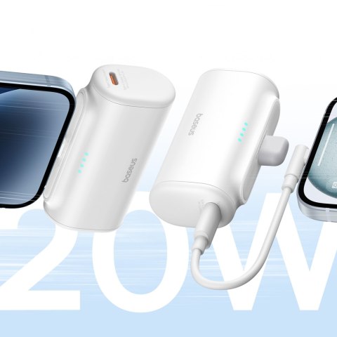 Powerbank 5000mAh iPhone Lightning USB-C Compact 20W - biały