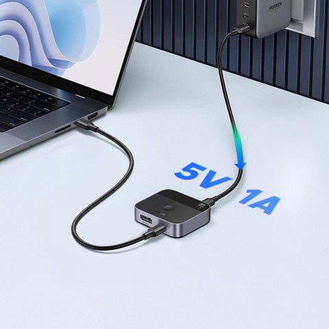 Switch przełącznik DisplayPort USB-C do USB-C - szary