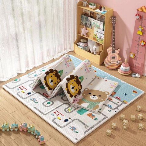 Dwustronna Mata piankowa edukacyjna składana dla dzieci duża 180x200 cm