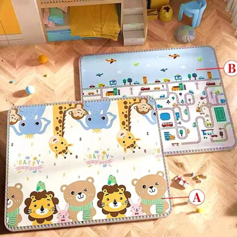 Dwustronna Mata piankowa edukacyjna składana dla dzieci duża 180x200 cm