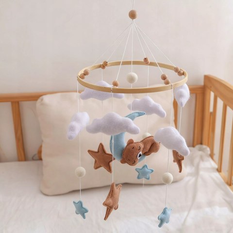 Karuzelka do Łóżeczka Dziecięcego Boho Naturalne Drewno + pałąk Bear & Moon