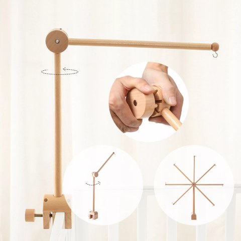 Karuzelka do Łóżeczka Dziecięcego Boho Naturalne Drewno + pałąk Bear & Moon