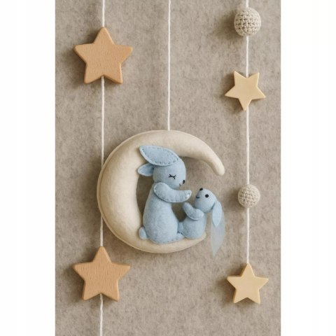 Karuzelka do Łóżeczka Dziecięcego Boho Naturalne Drewno + pałąk Rabbit Moon