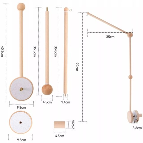 Karuzelka do Łóżeczka Dziecięcego Boho Naturalne Drewno + pałąk Rabbit Moon