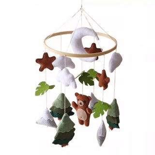 Karuzelka do Łóżeczka Dziecięcego Boho Naturalne Drewno z pałąkiem Bear