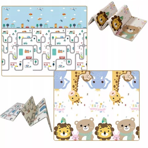 Mata dwustronna piankowa edukacyjna składana dla dzieci duża 150x180 cm