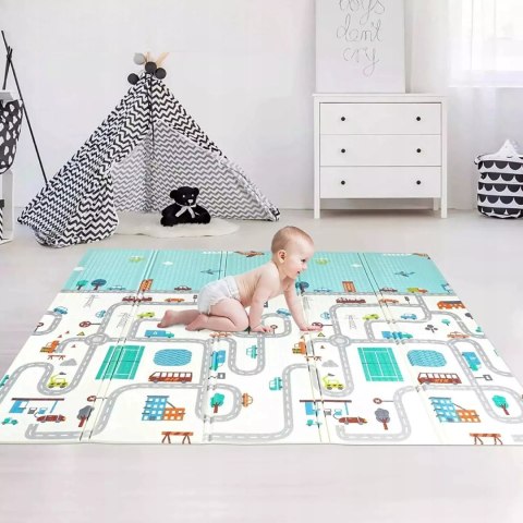 Mata dwustronna piankowa edukacyjna składana dla dzieci duża 150x180 cm