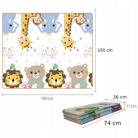 Mata dwustronna piankowa edukacyjna składana dla dzieci duża 150x180 cm