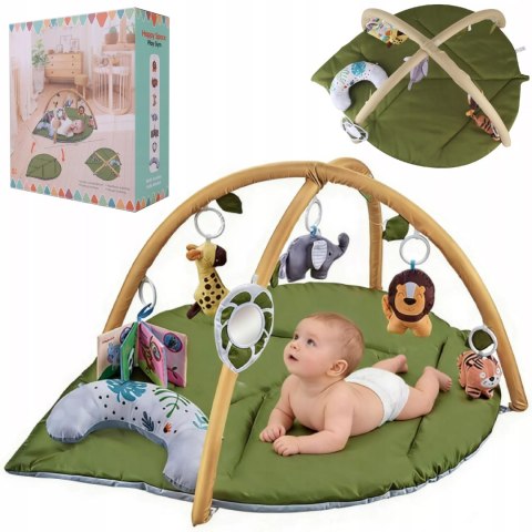 Mata edukacyjna sensoryczna interaktywna Liść z pałąkami i zabawkami 0+