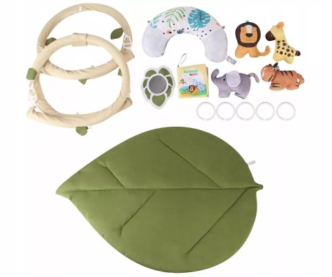 Mata edukacyjna sensoryczna interaktywna Liść z pałąkami i zabawkami 0+