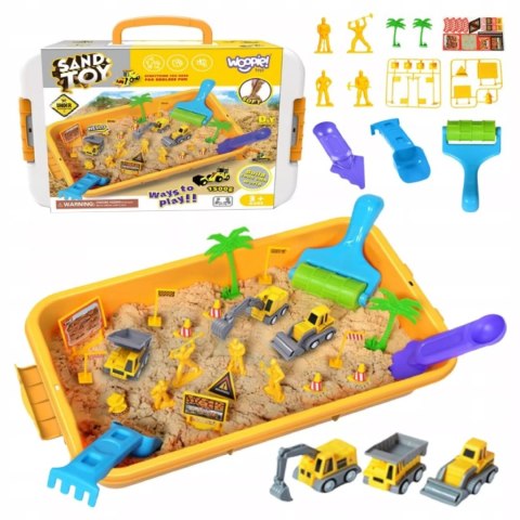 Piasek Kinetyczny dla dzieci Magiczny Plac Budowy 1,5 kg Maszyny Foremki 3+