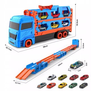 Tir laweta rozkładana ciężarówka auto ciężarowe z torowiskiem + 6 resoraków