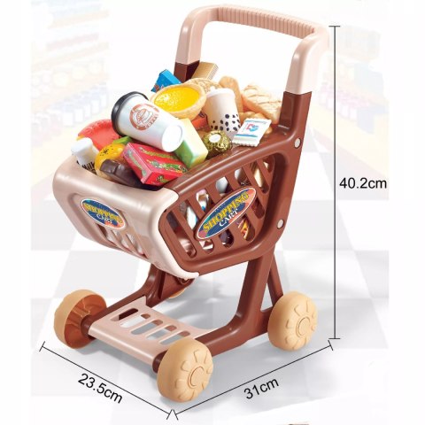 Wózek sklepowy koszyk dla dzieci słodycze ciastka napoje sklep 62 el.