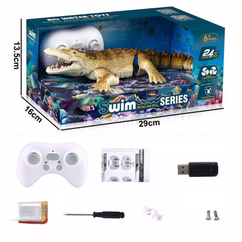 Zdalnie sterowany krokodyl do wanny-zabawka do kąpieli LED pilot dla dzieci