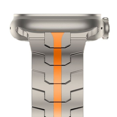 Bransoleta stalowa na Apple Watch 4 / 5 / 6 / 7 / 8 / 9 / SE / Ultra 1 / 2 - tytanowo-pomarańczowa