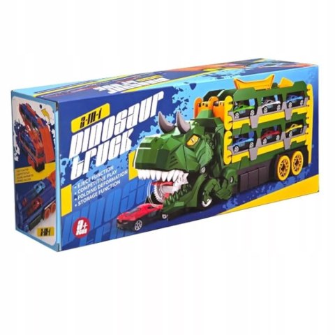 Ciężarówka Dinozaur Tor Wyścigowy zjeżdżalnia 6 Aut resoraki dla Dzieci