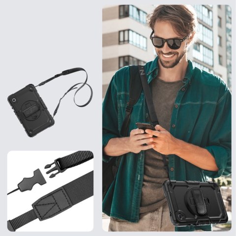 Etui z podstawką uchwytem smyczą na Samsung Galaxy Tab A9 8.7 X110 / X115 Solid360 - czarne