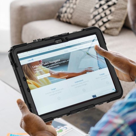 Etui z podstawką uchwytem smyczą na Samsung Galaxy Tab S9 FE 10.9'' X510 / X516B Solid360 - czarne