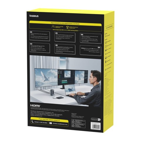 HUB Stacja dokująca 11w1 USB-C HDMI DP USB-A USB-C RJ45 PD mini jack 3.5mm ładowarka EU - szara