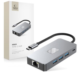 HUB adapter 9w1 USB-C USB-A HDMI SD TF RJ45 4K 60Hz - szary
