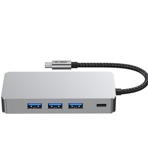 HUB adapter 9w1 USB-C USB-A HDMI SD TF RJ45 4K 60Hz - szary