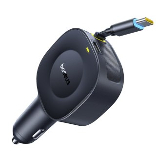 Ładowarka samochodowa USB-C ze zwijanym kablem USB-C 30W - czarna
