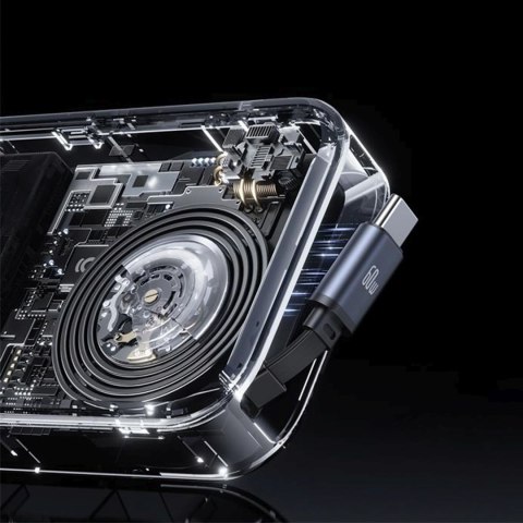 Ładowarka samochodowa ze zwijanym kablem do 6 urządzeń 60W - czarna