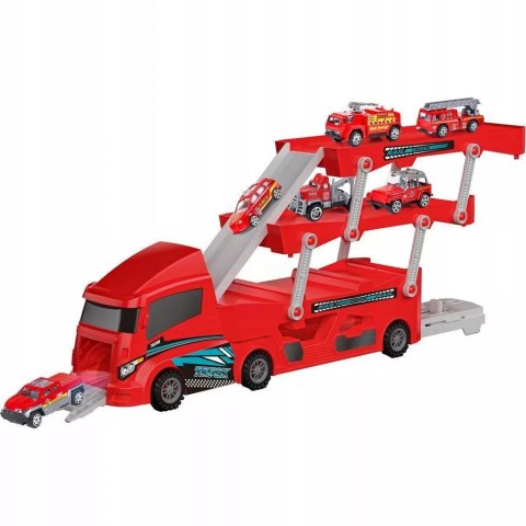 Laweta Ciężarówka Straż Pożarna 6 Autek Resoraki Rampa Garaż dla dzieci