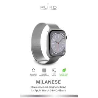 Pasek ze stali nierdzewnej do zegarka Apple Watch 38 40 41 mm Milanese - srebrny