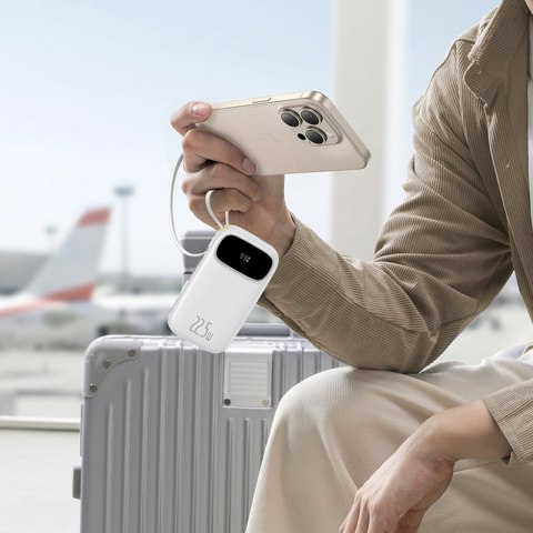 Powerbank 20000mAh z wyświetlaczem wbudowanymi kablami EnerFill FC31 22.5W - biały