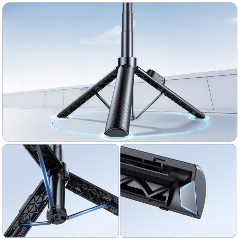 Selfie stick kijek z uchwytem do smartfona teleskopowy tripod 1.7m - czarny