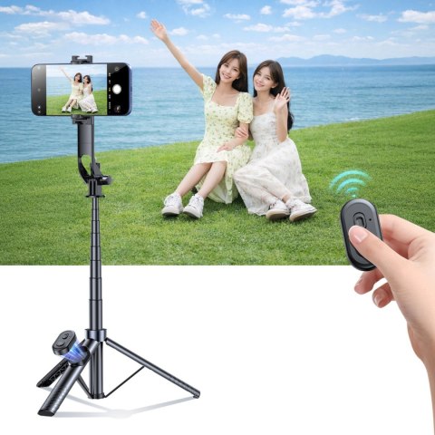 Selfie stick kijek z uchwytem do smartfona teleskopowy tripod 1.7m - czarny