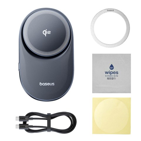 Uchwyt magnetyczny z ładowarką indukcyjną do smartfona na kratkę nawiewu Qi2- czarny