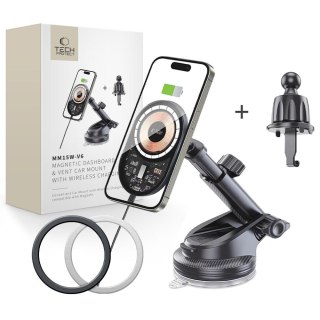 Uchwyt samochodowy z ładowarką do smartfona na deskę kratkę MagSafe 15W - czarny