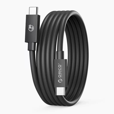 Kabel przewód USB-C USB4 Thunderbolt5 80Gbps 240W 1.5m - czarny