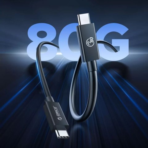 Kabel przewód USB-C USB4 Thunderbolt5 80Gbps 240W 2m - czarny