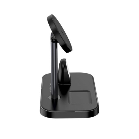 Ładowarka indukcyjna 3w1 ze stojakiem na smartfon Apple Watch AirPods MagSafe - czarna