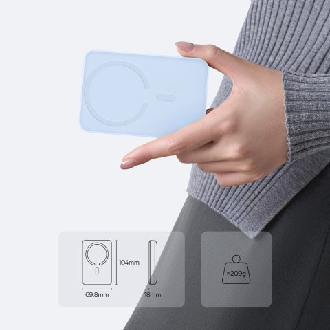 Powerbank indukcyjny 10000mAh 22.5W MagSafe z kablem USB-C 20V/3A 0.3m - niebieski