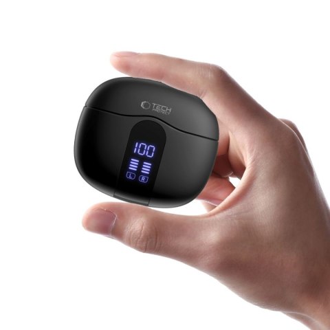 Słuchawki bezprzewodowe z wyświetlaczem w etui UltraBoost TWS Core G2 - czarne