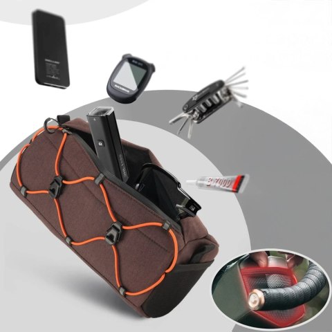 Torba rowerowa na kierownicę z paskiem 2.2L - brązowa