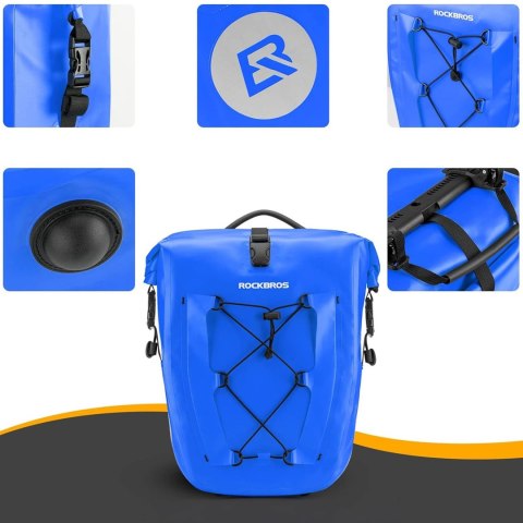 Torba sakwa rowerowa wodoodporna 25-32L - niebieska