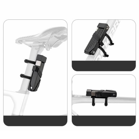 Zapięcie rowerowe na klucz z uchwytem składane 88cm - czarne