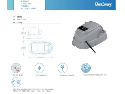 Bestway Podgrzewacz wody do basenu - grzałka wodna 58259