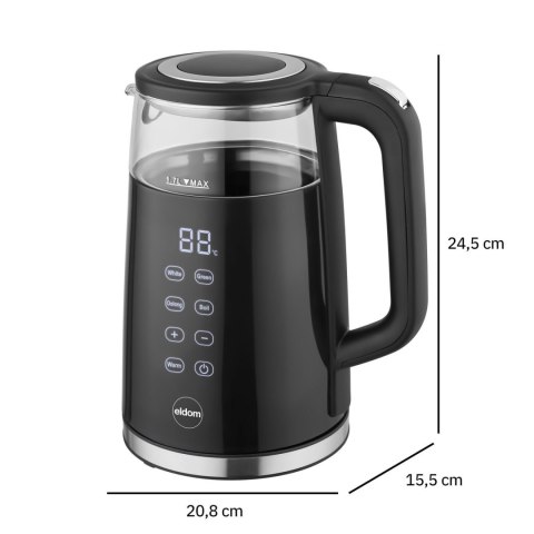 CZAJNIK ELEKTRYCZNY BEZPRZEWODOWY TURYSTYCZNY 2200W 1.7 L OBROTOWY CZARNY